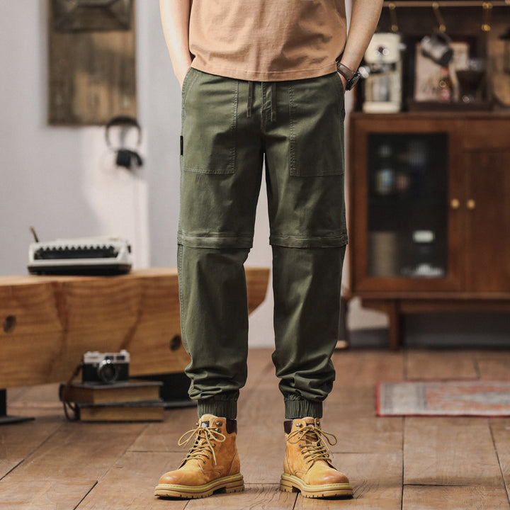 Men's Zip-Off Cargo Jogger with drawstring waistband, knee separation, and elastic cuffs Drune