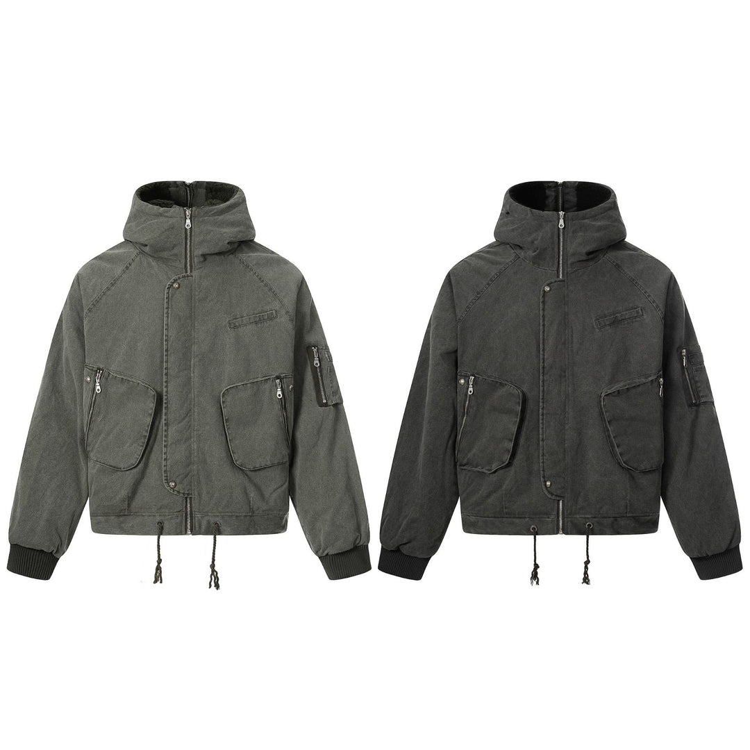 Men's short jacket in utility look with high stand-up collar and hood Mune Fashion