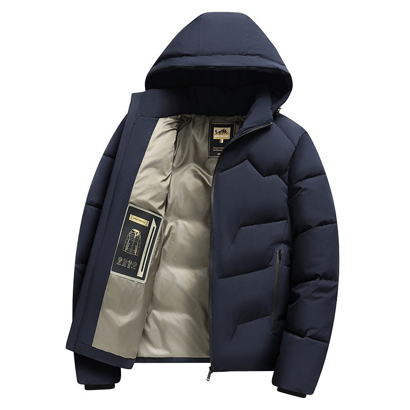 Men's short cut insulated quilted jacket with hood, windbreaker & technical inner lining Mune Fashion