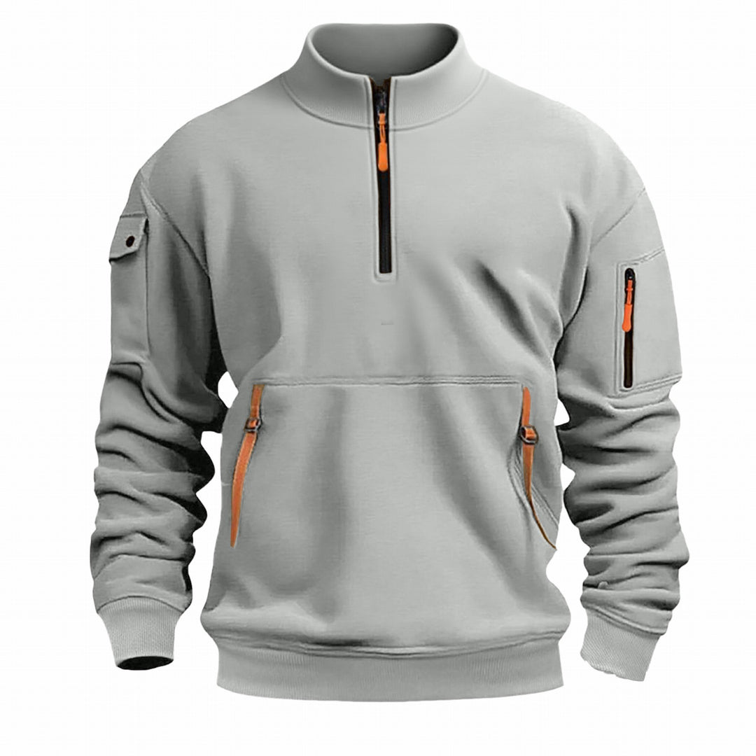 Men's nano sweatshirt with stand-up collar, half zipper, kangaroo pocket, and arm pocket Mune Fashion