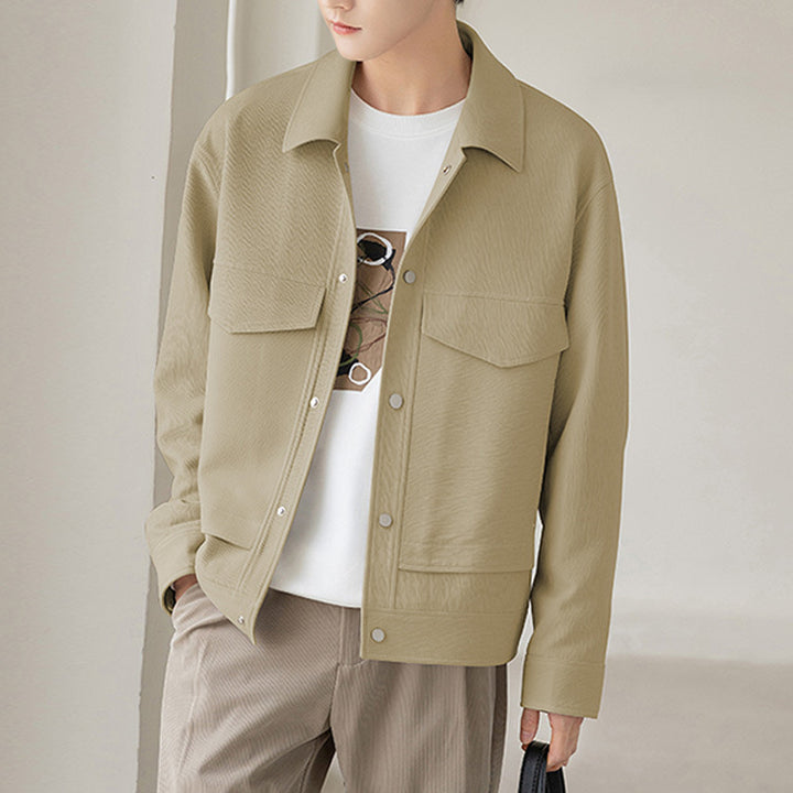 Men's Boxy Overshirt-Jacket with Snap Buttons and Patch Pockets Mune Fashion