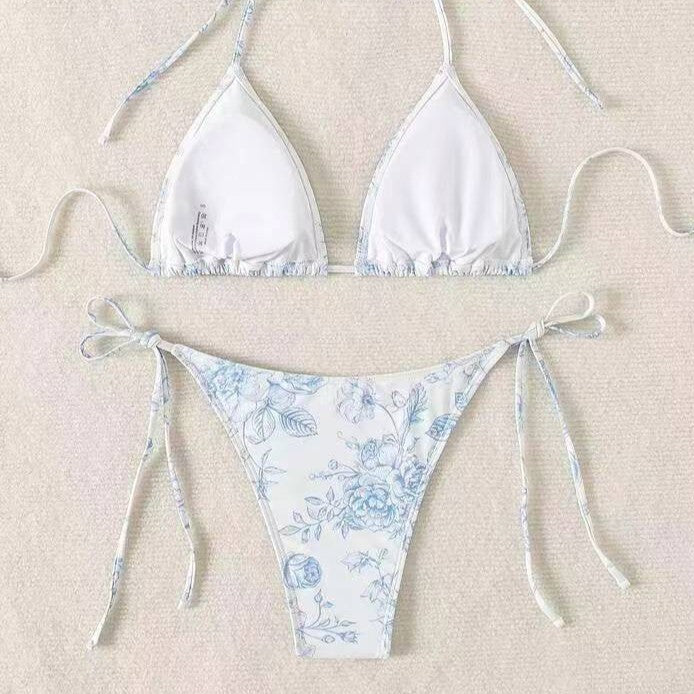 Women's triangle bikini set with delicate floral patterns Mune Fashion