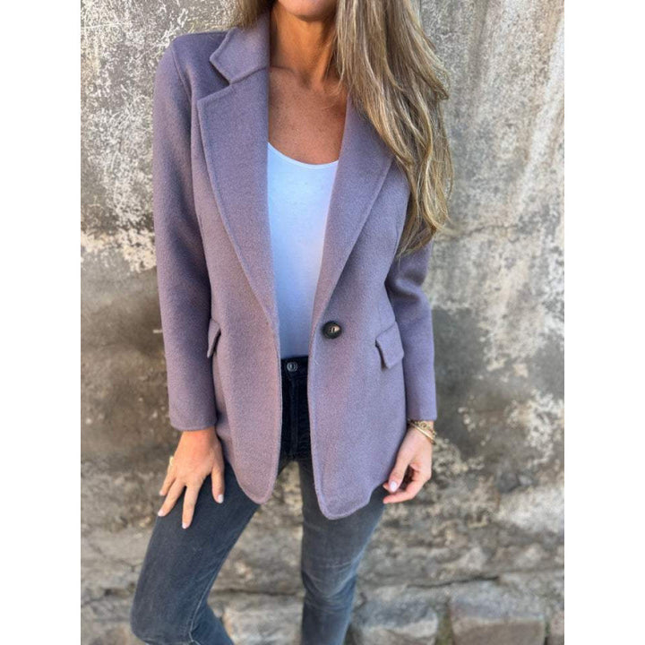 Women's boxy short coat in blazer look made of wool blend with falling lapel Mune Fashion