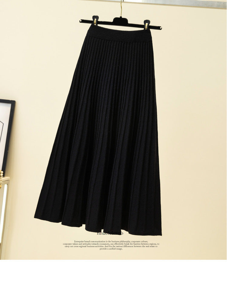 Ladies Pleated Maxi Skirt made of soft knit Mune Fashion 1787632206