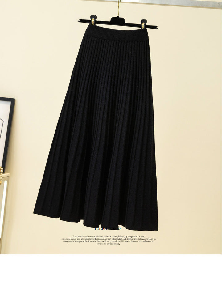 Ladies Pleated Maxi Skirt made of soft knit Mune Fashion 1787632206