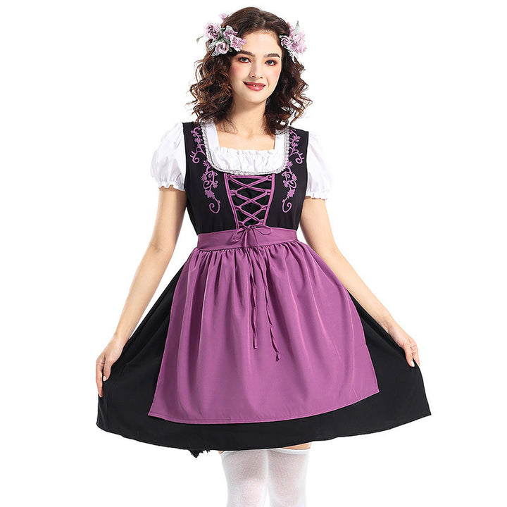 Women's traditional dirndl dress with decorative lacing and removable apron Mune Fashion