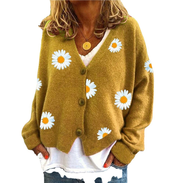 Women's knit cardigan with daisy embroidery Mune Fashion