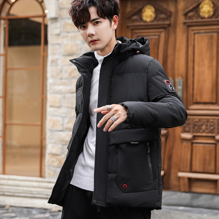 Men's padded parka with hood, high stand-up collar and utility pockets Mune Fashion