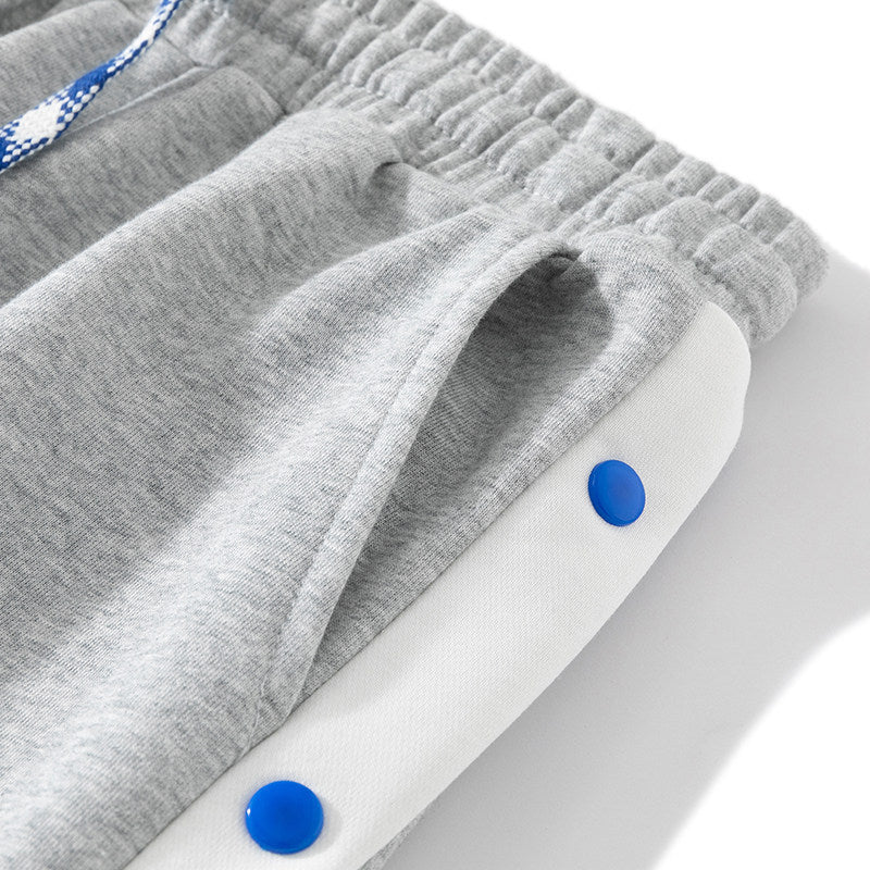 Men's jogging pants with snap button side stripes, elastic waistband & drawstring Mune Fashion