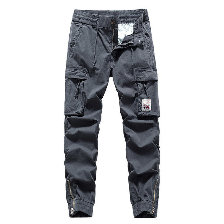 Herren Cargo-Jogger mit Zip-Knöchel, elastischem Bund, Multifach-Utility-Taschen und Vintage-Patch Mune Fashion