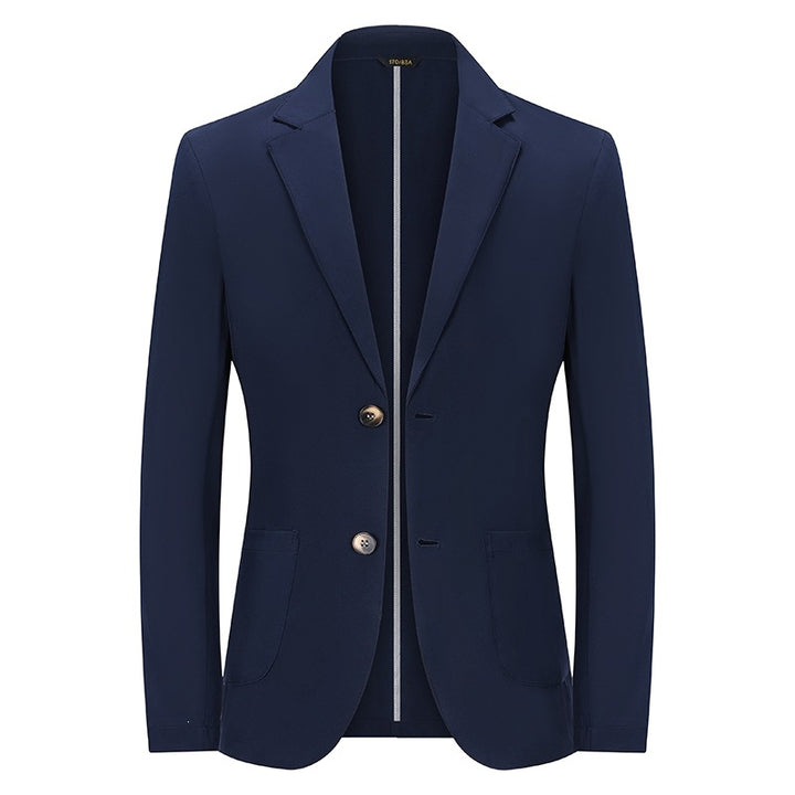 Men's Modern Slim-Fit Blazer with Narrow Lapel and Patch Pockets Mune Fashion