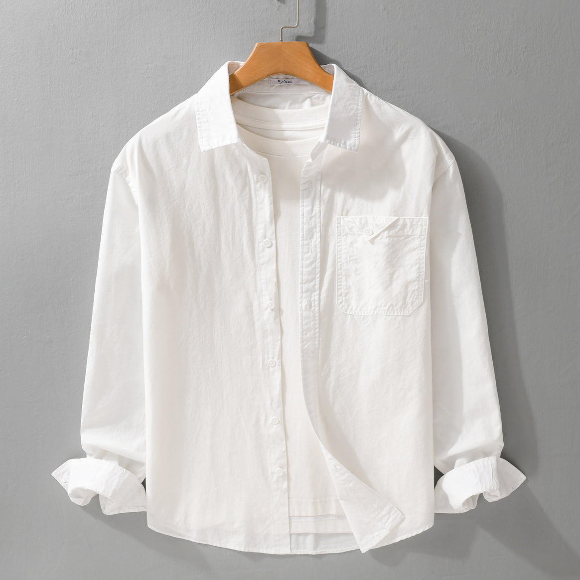 Men's layered shirt with integrated T-shirt layer and patch chest pocket Mune Fashion
