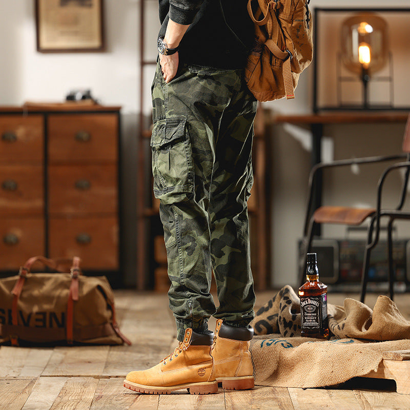 Men's cargo pants in jogger style with drawstring elastic cuffs and multiple pockets Mune Fashion