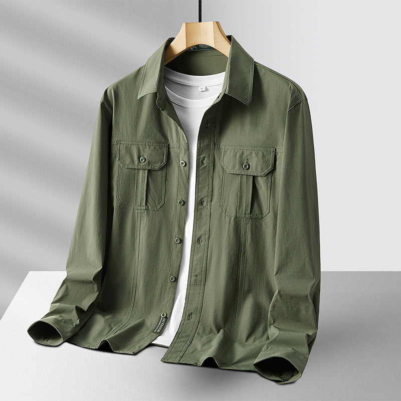Men's Lightweight Utility Overshirt made of Cotton Blend with Chest Pockets and Relaxed Fit Mune Fashion
