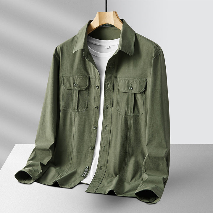 Men's Lightweight Utility Overshirt made of Cotton Blend with Chest Pockets and Relaxed Fit Mune Fashion