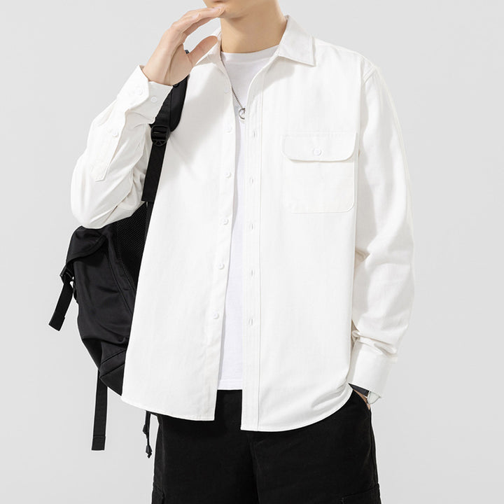 Men's Casual Long Sleeve Shirt with Chest Pocket Mune Fashion