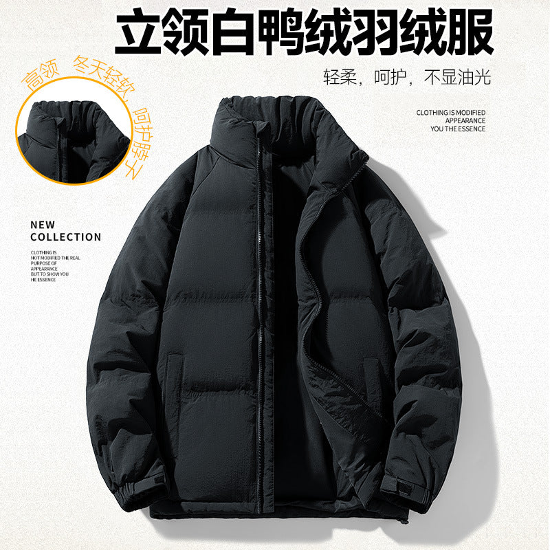 Men's padded down winter jacket with high stand-up collar and adjustable hem Mune Fashion