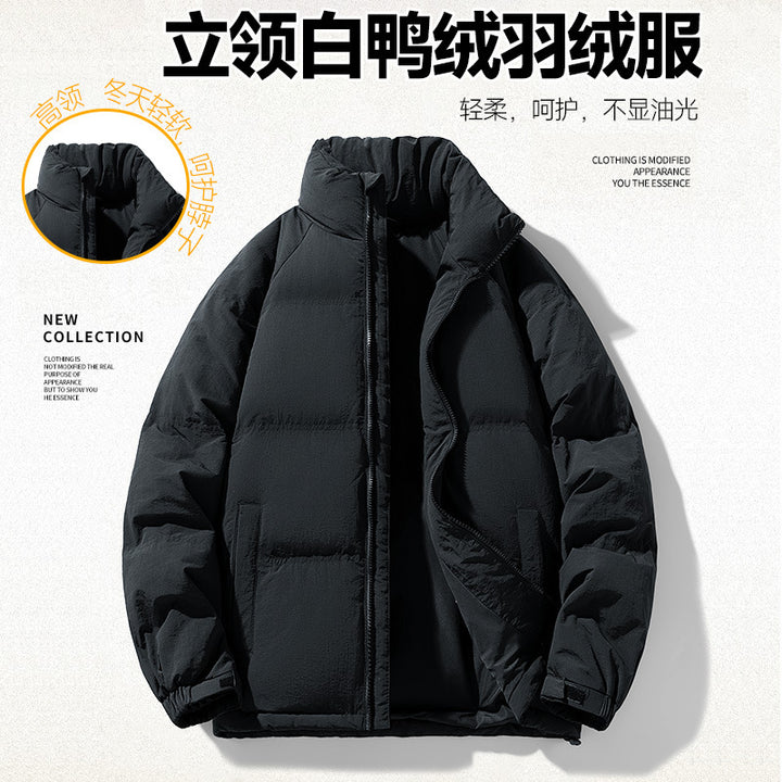 Men's padded down winter jacket with high stand-up collar and adjustable hem Mune Fashion