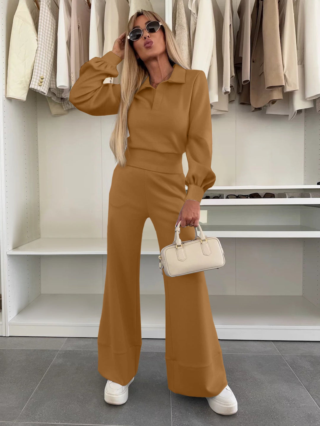 Women's Stylish and Casual Jumpsuit with Wide Leg and Elegant Sleeves Mune