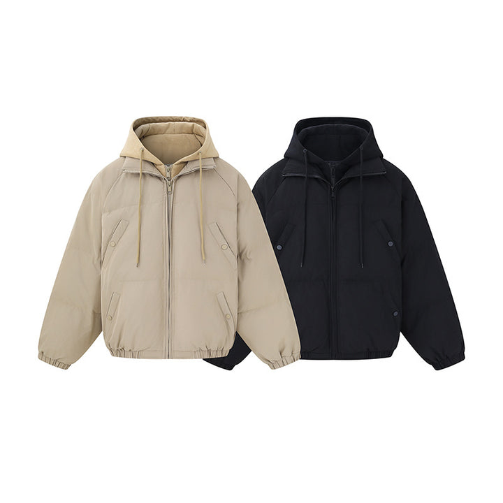 Unisex Short Boxy Quilted Hoodie with Fleece Lining and Elastic Hem Mune Fashion
