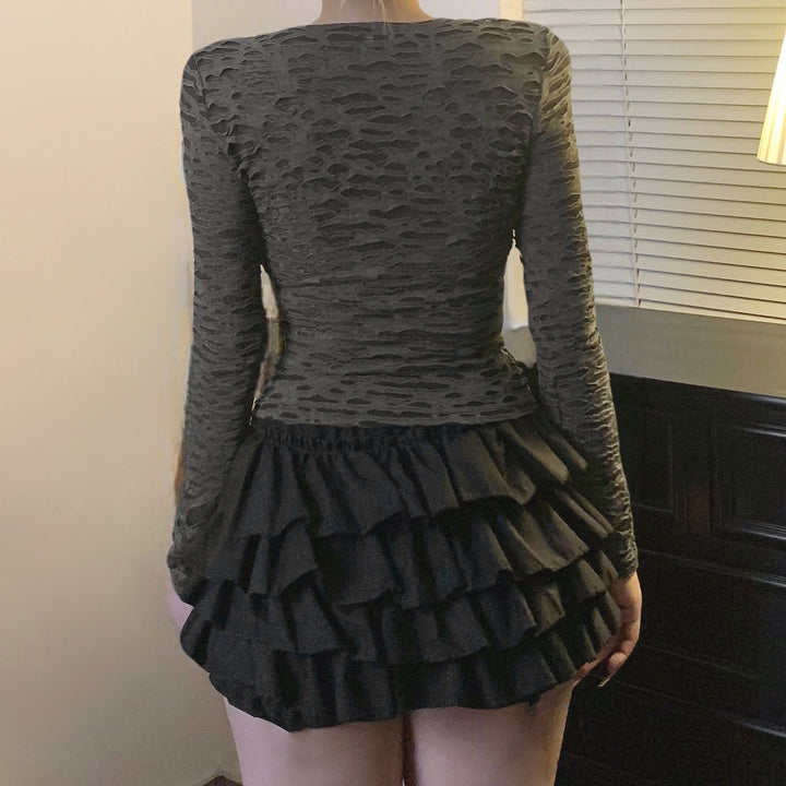 Women's Fitted Structured Long Sleeve Shirt with Metallic Skeleton Print Mune Fashion