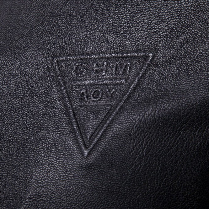 Men's Slim-Fit Leather Look Pilot Jacket with Stand-up Collar and Decorative Seams Mune Fashion