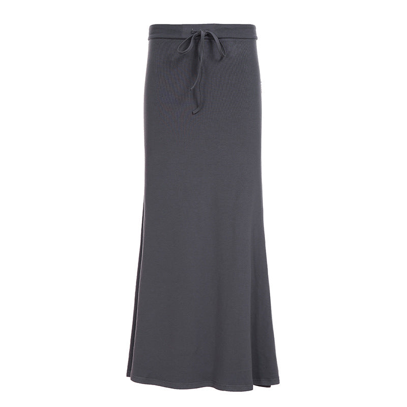Ladies nan maxi skirt made of soft jersey with tie waistband, high waist and side slits Mune Fashion