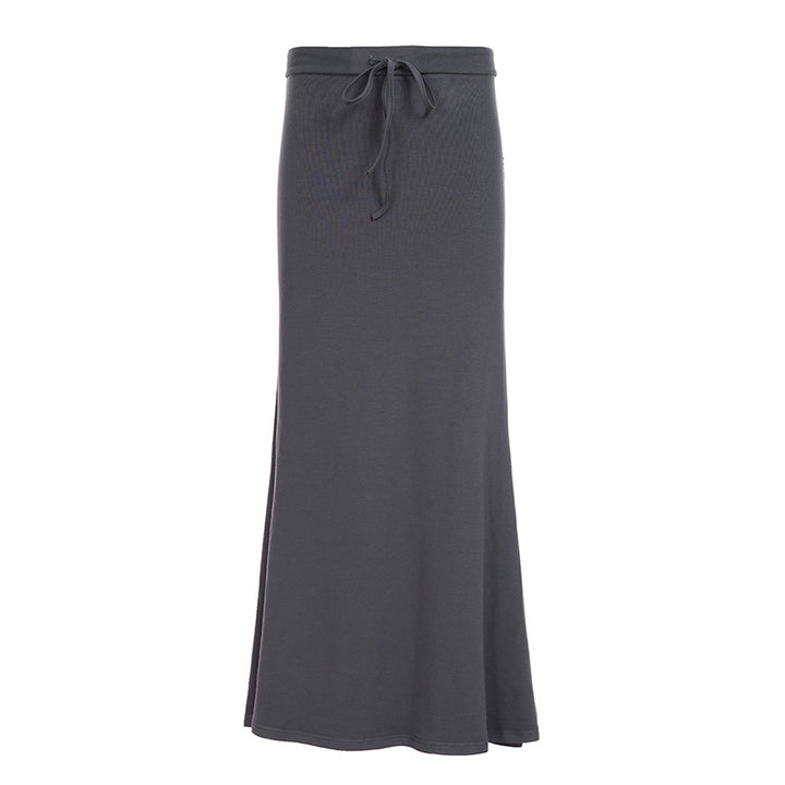 Ladies nan maxi skirt made of soft jersey with tie waistband, high waist and side slits Mune Fashion