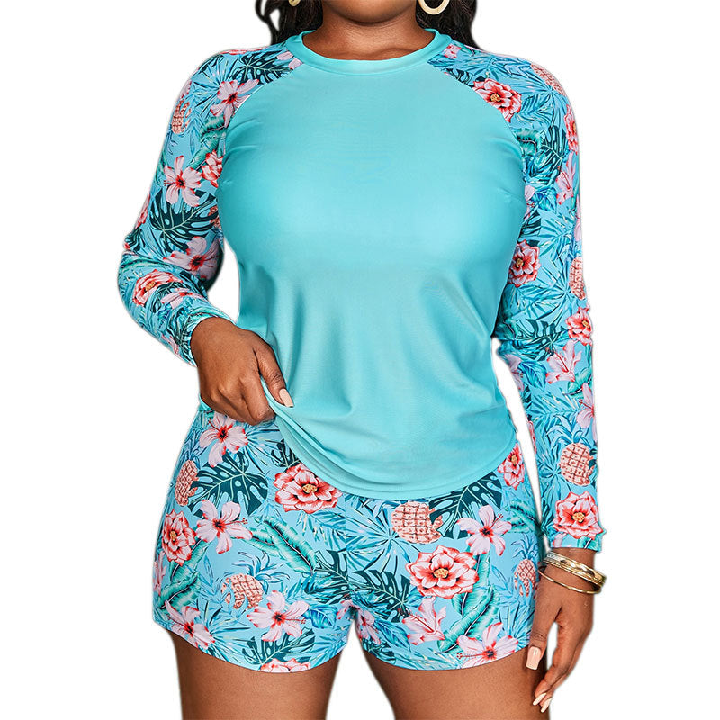Women's Long-sleeved Surf Suit with Floral Pattern Mune Fashion