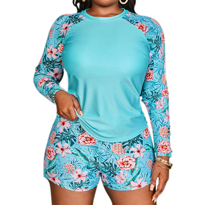 Women's Long-sleeved Surf Suit with Floral Pattern Mune Fashion