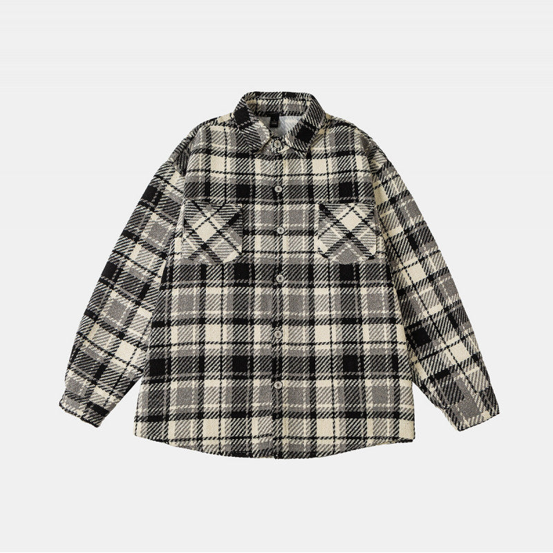 Unisex Checked Overshirt Jacket in Shacket Style with Patched Chest Pockets and Relaxed Oversized Fit Mune Fashion