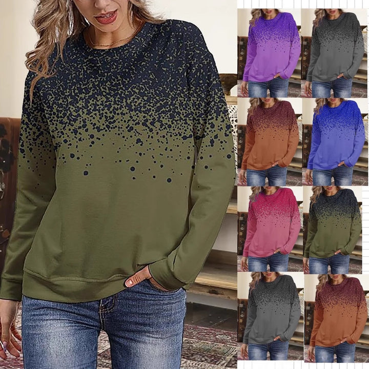 Women's sweatshirt with gradient dot print and round neck Mune Fashion