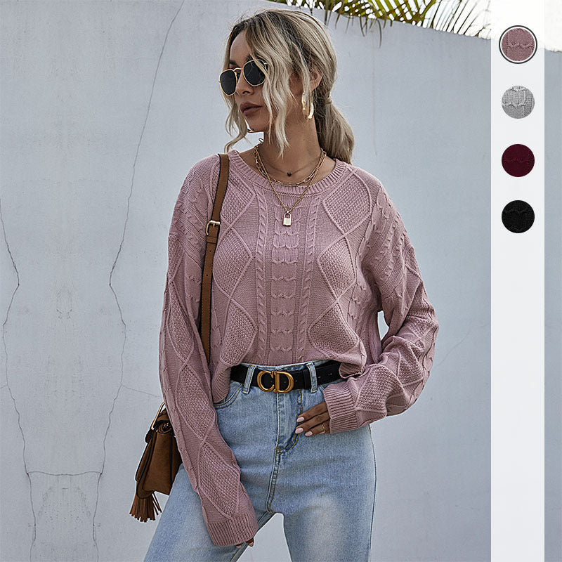 Women’s Oversized Cable Knit Sweater with Lace Details Mune Fashion