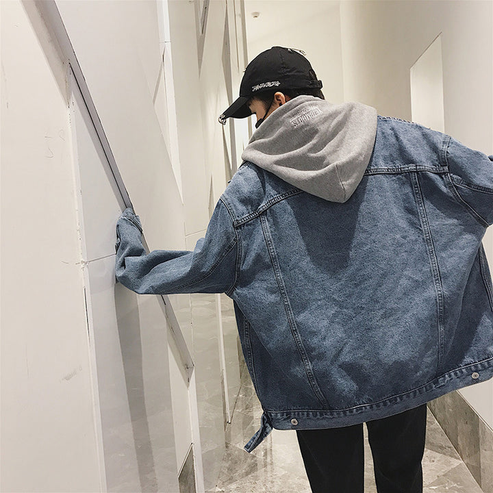 Men's denim jacket with integrated hood Mune Fashion 1788342630