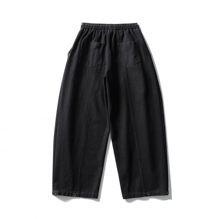 Unisex wide balloon pants made of cotton blend with drawstring waistband and decorative darts Mune Fashion