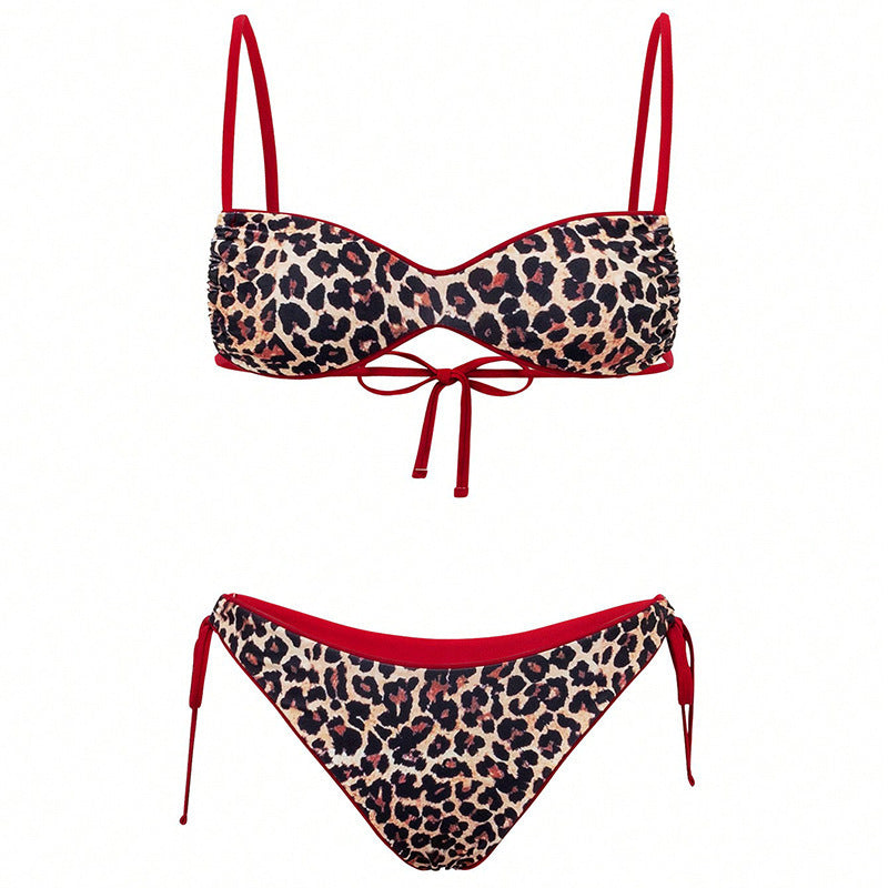 Women triangle bikini with playful leopard pattern and adjustable straps Mune Fashion