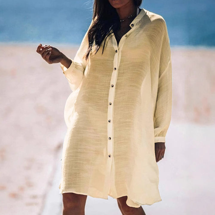 Women's lightweight and airy shirt dress with button details Mune Fashion