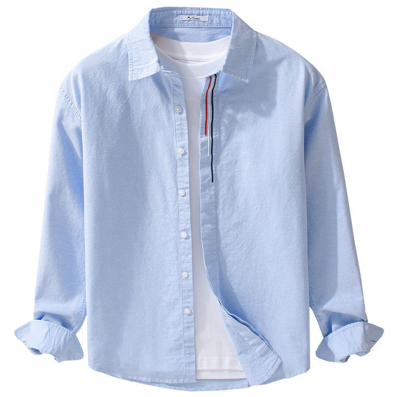 Men's Lightweight Relaxed Oxford Shirt with Kent Collar and Contrast Interior Stripe Mune Fashion