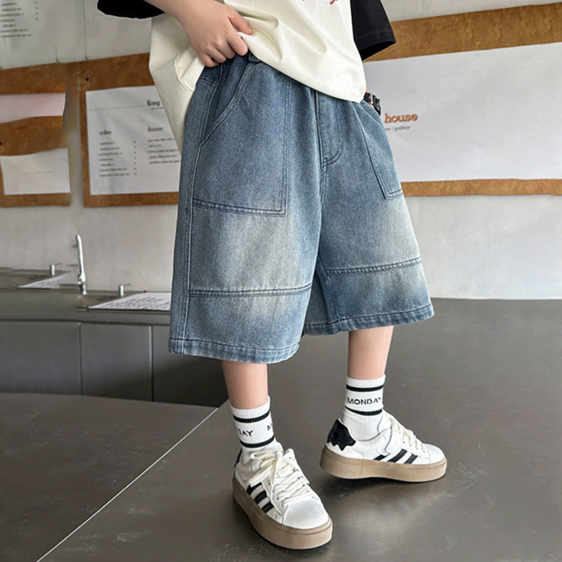 Boys casual denim shorts with large pockets Mune Fashion