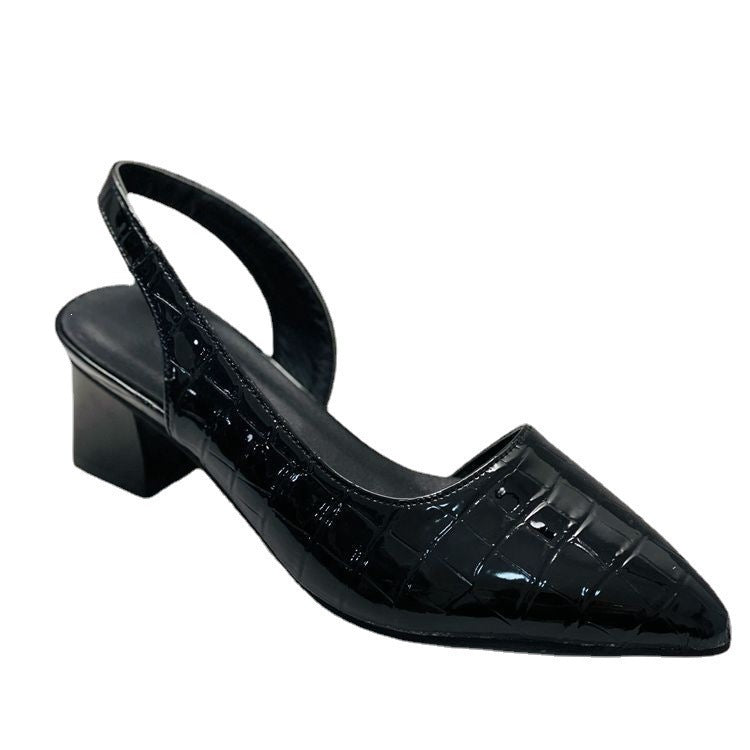 Damen Slingback-Pumps mit spitzer Kappe, Krokoprägung und mittlerem Blockabsatz Mune Fashion