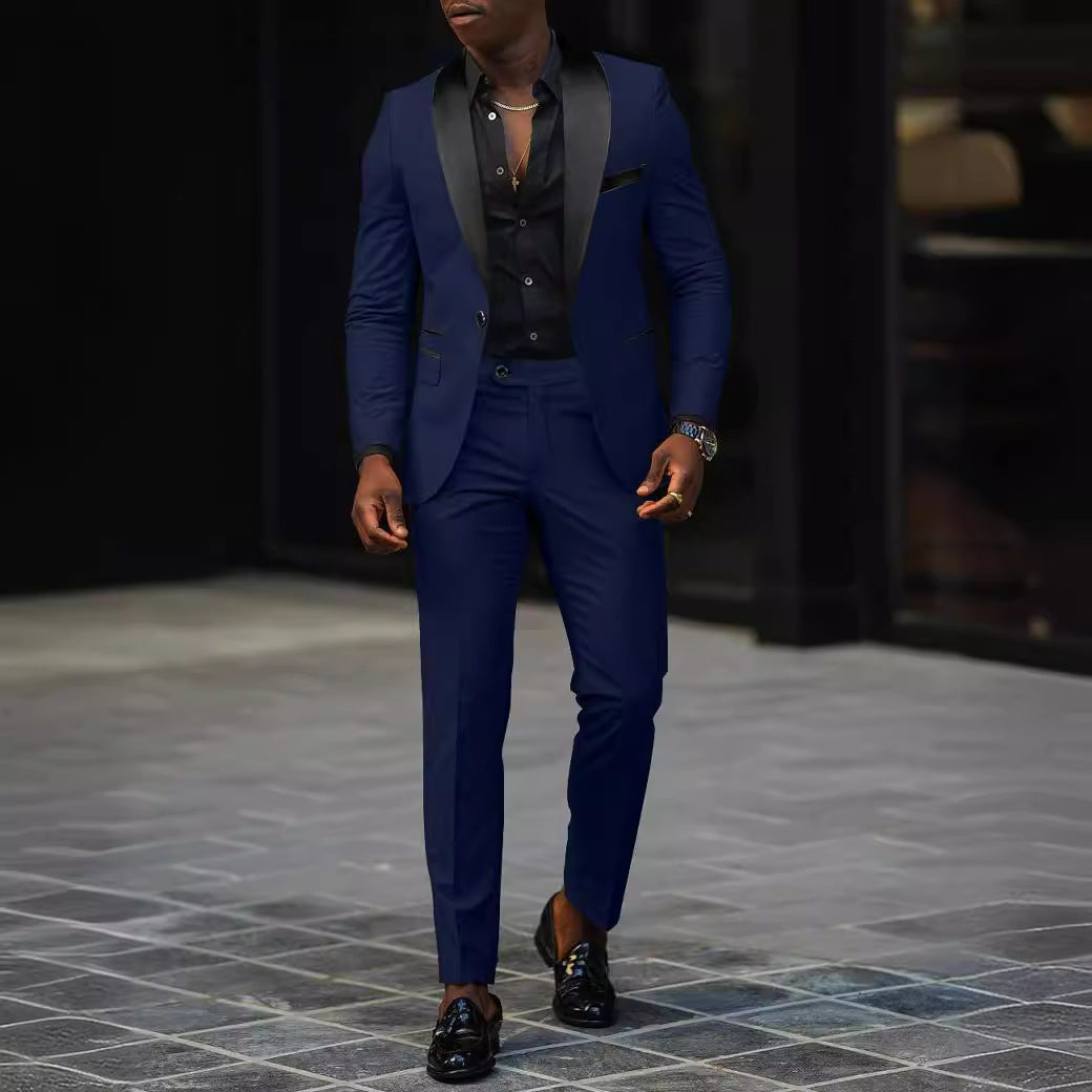 Men's narrow cut tuxedo with satin lapels and slim-fit trousers Mune Fashion