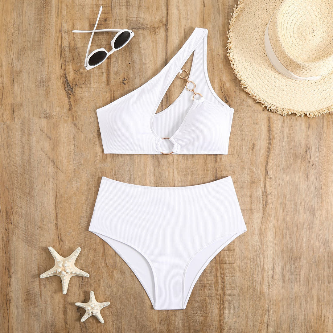 Women's bikini set with asymmetrical strap cut and elegant ring detail Mune Fashion