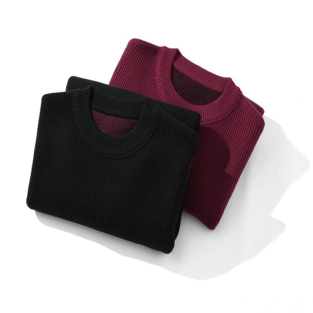 Women's Comfortable Ribbed Knit Sweater in Oversized Silhouette with Round Neck and Subtle Destroyed Look