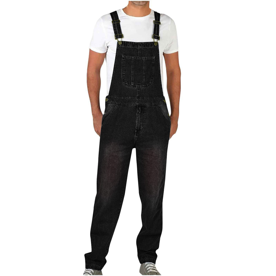 Men's Jeans Overalls with Pockets and Adjustable Straps