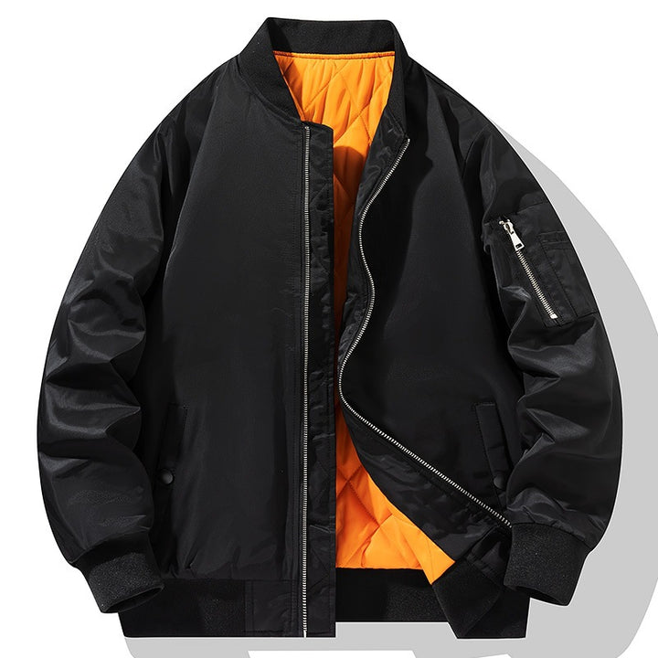 Men's Quilted Bomber Jacket with Contrasting Padded Lining, Arm Pocket & Ribbed Cuffs Mune Fashion