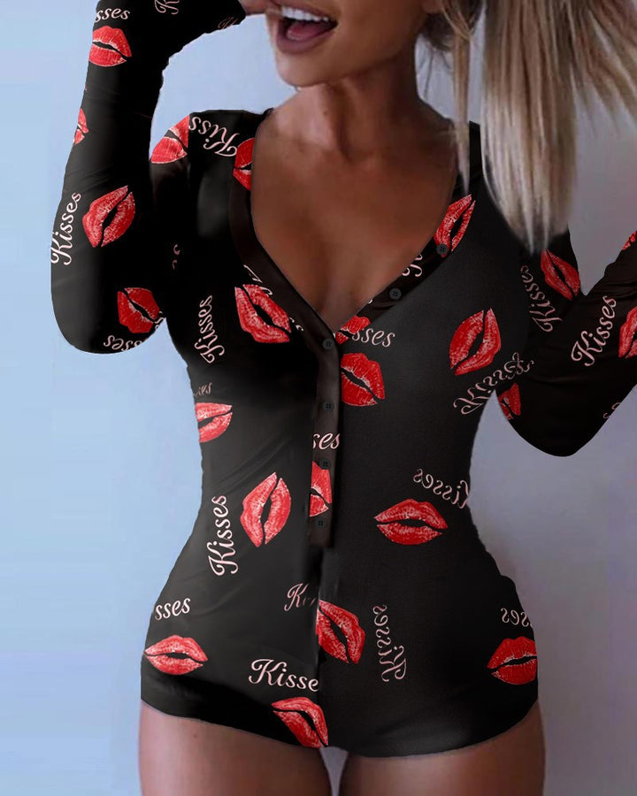 Women's Checked Long Sleeve Bodysuit with Practical Back Opening & Snap Closure Mune Fashion