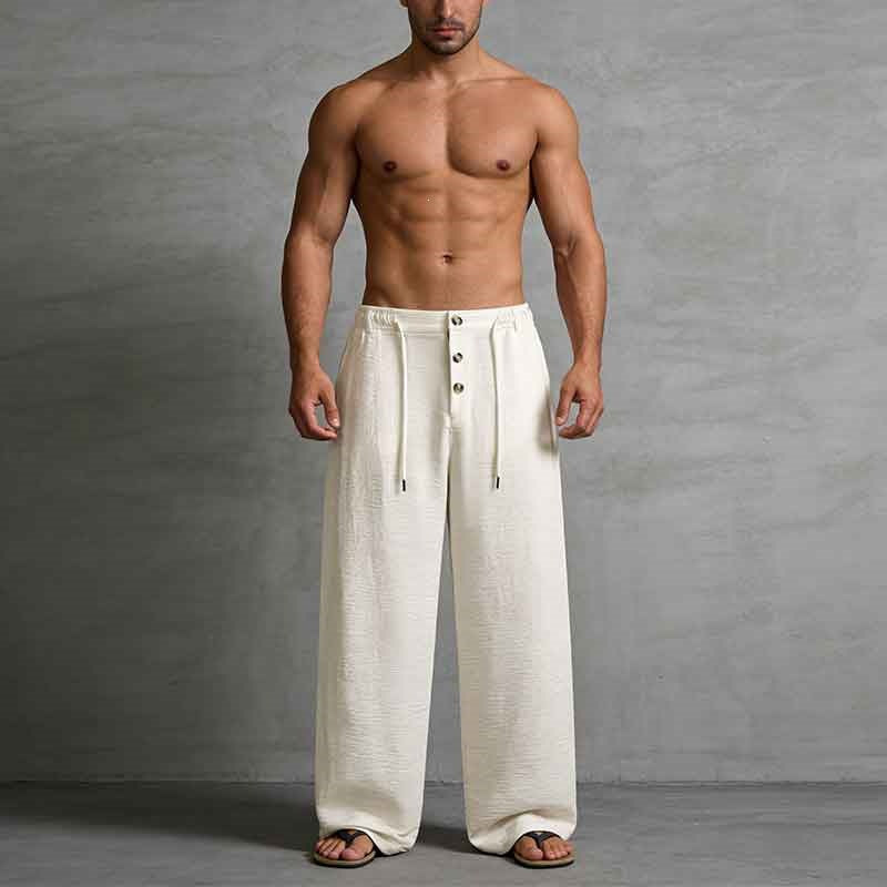 Men's Casual Linen Shorts with Elastic Waist and Practical Drawstring Mune Fashion