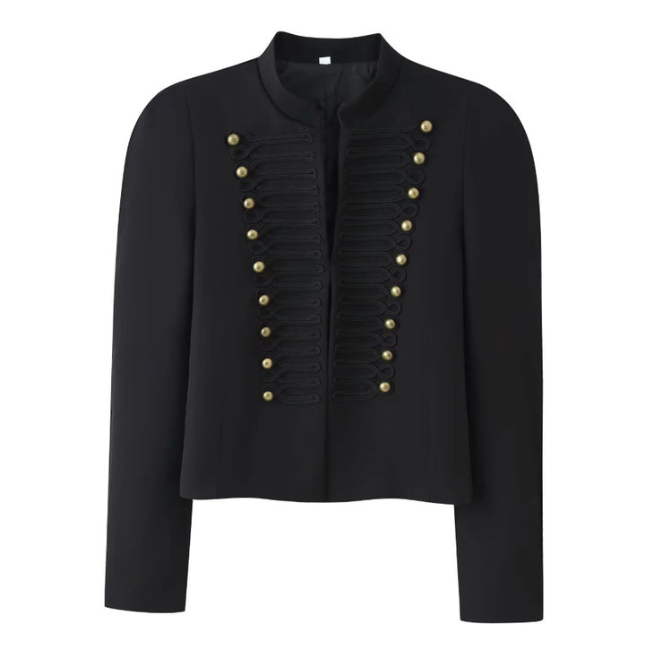 Ladies short jacket in hussar-inspired design with stand-up collar and decorative cords Mune Fashion