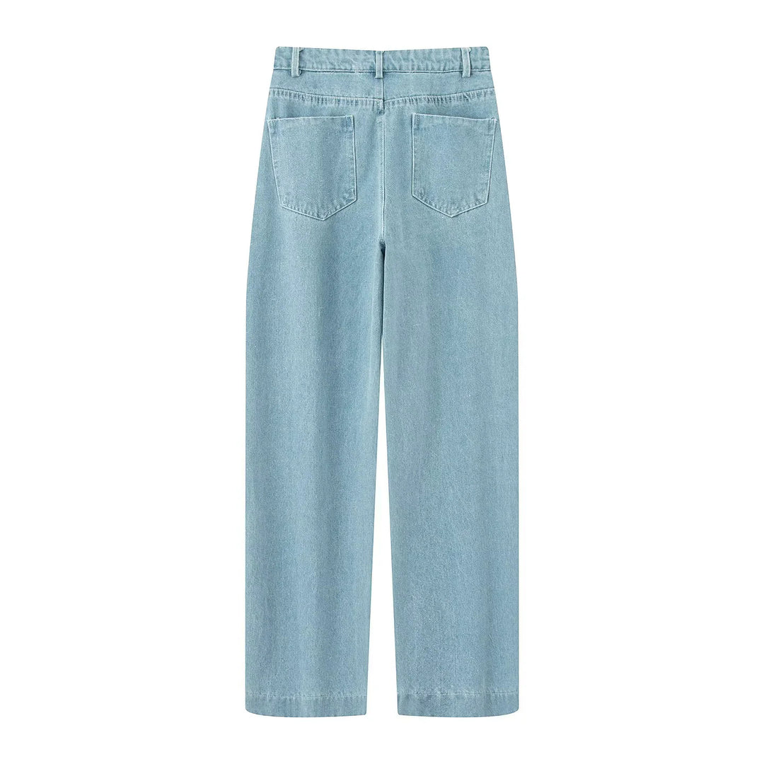 Women’s high-waisted wide jeans with straight leg and classic pocket design Mune Fashion