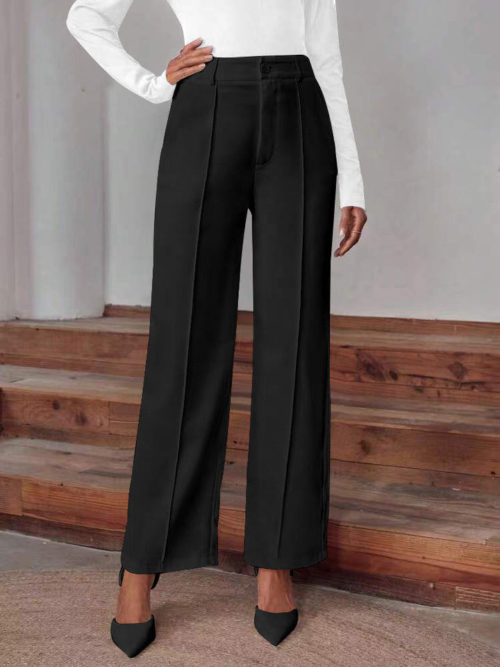 Women's High-Waisted Palazzo Pants with Crease and Straight Leg Drune
